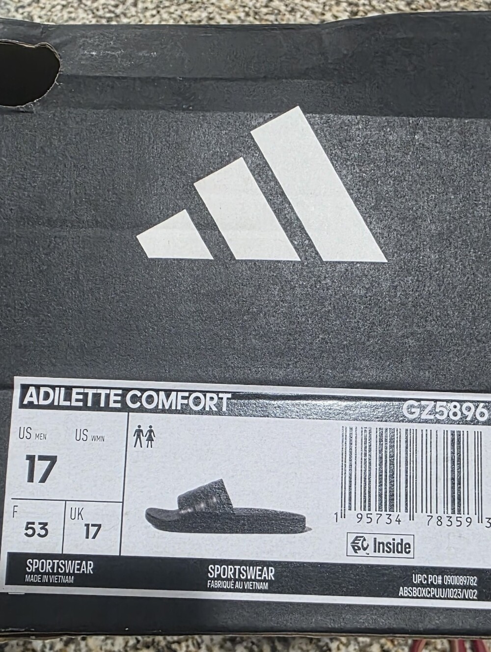 adidas Adilette Comfort Slides in Black - Picture 3 of 5